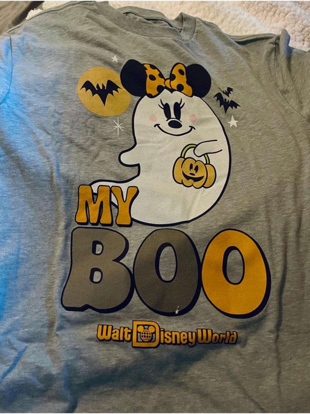 NEW Walt Disney World "My Boo" Halloween Graphic Tee - Gray & Yellow